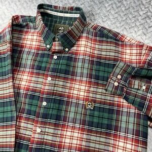 Cinch Western Button-Up Shirt Men's XXL Green Blue Red Plaid 100% Cotton VTG Y2K